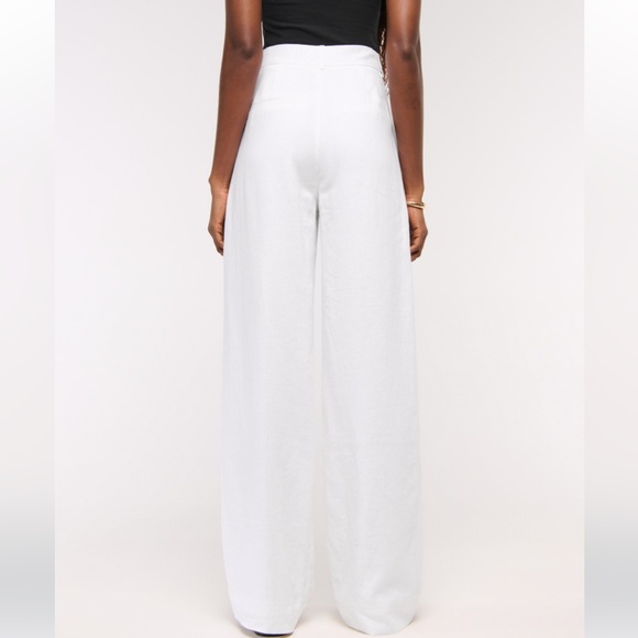 Abercrombie & Fitch linen blend wide leg white trousers pants - Picture 2 of 10